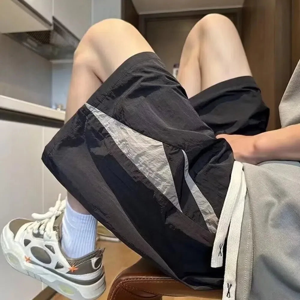 Large Size Loose Casual Thin Shorts High Waist Drawstring Wide Leg Shorts Summer Beach Knee Length Pants Men Badiee Stylez