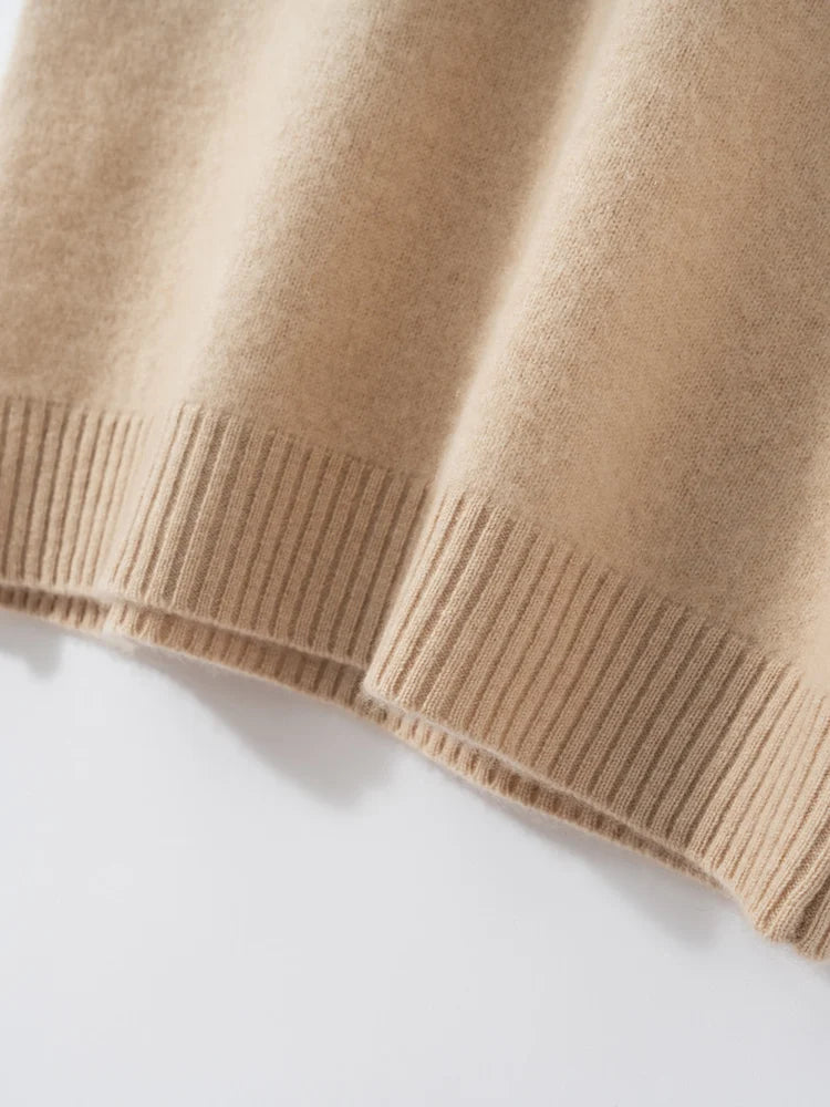 100% Cashmere Sweater Long Dress New Women High Turn-down Collar Pullover  Soft Cosy Autumn Winter Casual Solid Knitwear Dress Badiee Stylez