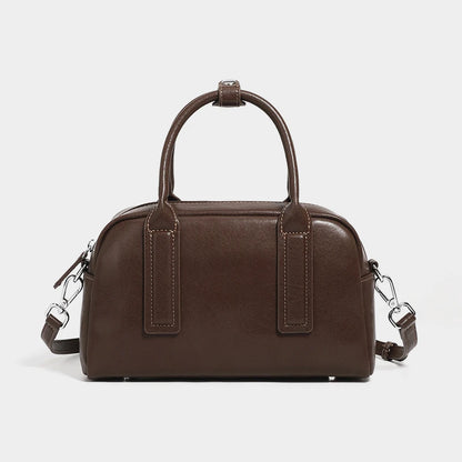 Hifashion Vintage Boston Cow Genuine Leather Handbags For Women 2025 Trend Designer Bowling Work Ladies Shoulder Crossbody Bags