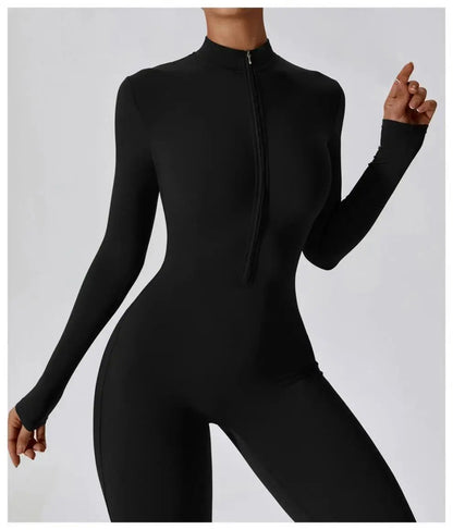One-piece Sports Training Jumpsuit Women's Long Sleeve Tight Hip-highlighting Bodysuit Gym Clothing Sexy Dance Exercise Tights Badiee Stylez