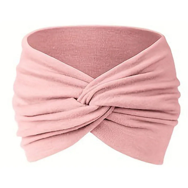 Women Headbands African Wide Hair Wrap Turban Twist Headband for Women Large Sport Workout Stretch Non-slip Big Hair Bands Pink