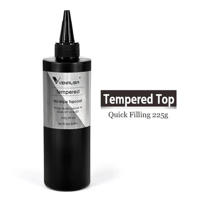 Venalisa Long Wear Tempered Top Coat Reinforce Gel Refill Package Soak Off UVLED Nail Gel Polish Big Volume 225g/30ml Base Gel 225V tempered 225g
