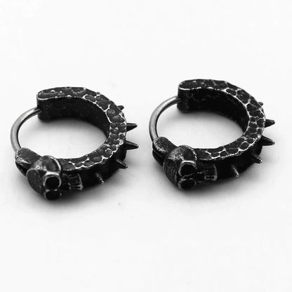 Gothic Black Skull Awl Earrings Statement Men Women Hip Hop Rock Jewelry Biker Party Accessories Hypoallergenic Earring Badiee Stylez