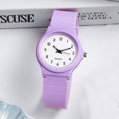 Casual Exam Watch Silicone Strap Simple Women Watch Student Ladies Quartz Wristwatch Waterproof Round Small Dial Clock for Girls