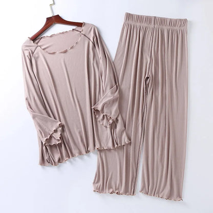 Factory wholesale summer 2025 new silk light Modale pajamas women seven sleeves nine wide-legged pants home clothing set