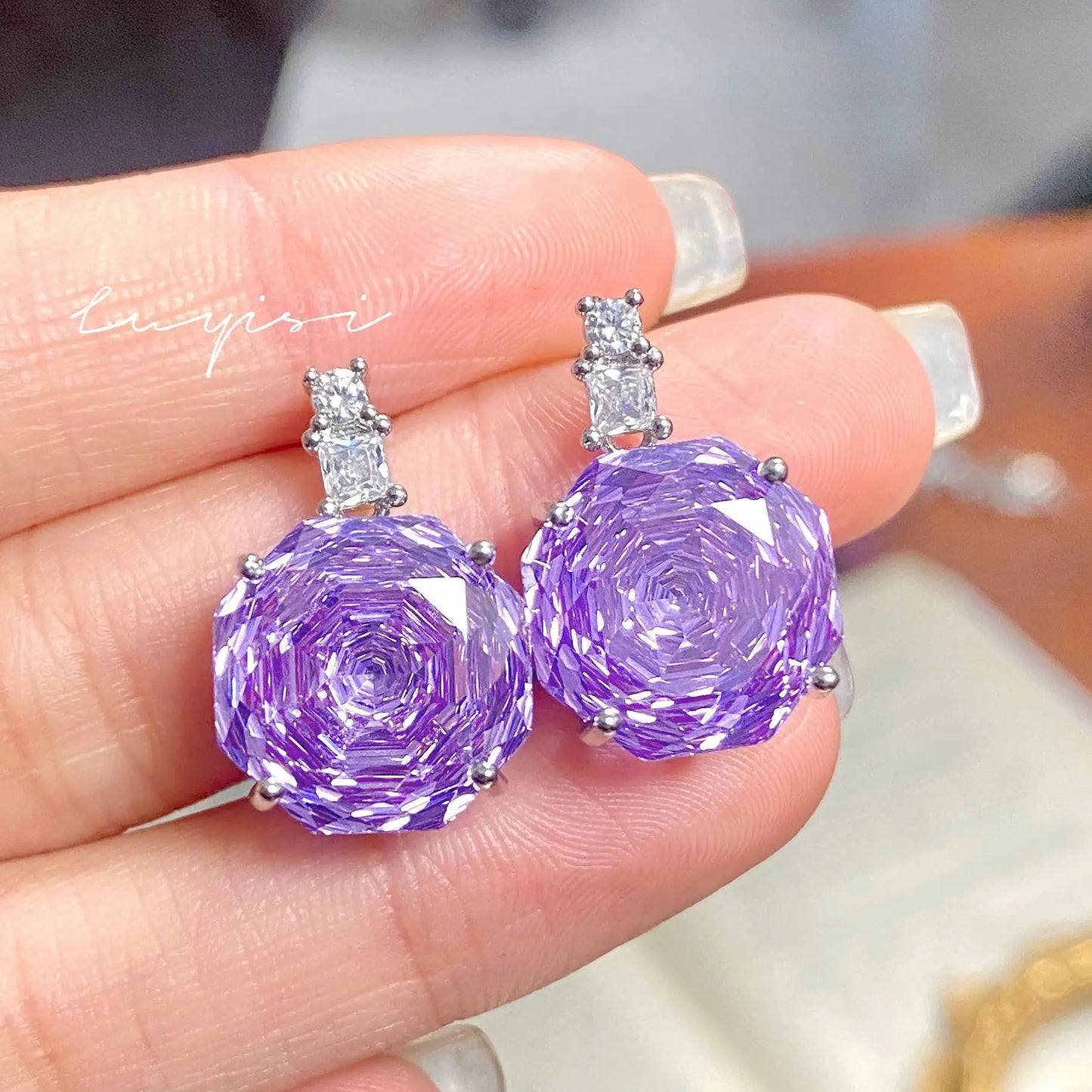 High Quality Rose Purple Pink Crystal Zircon Jewelry Set Necklace for Women Earrings Ring Bracelet Wedding Banquet Party Holiday Badiee Stylez