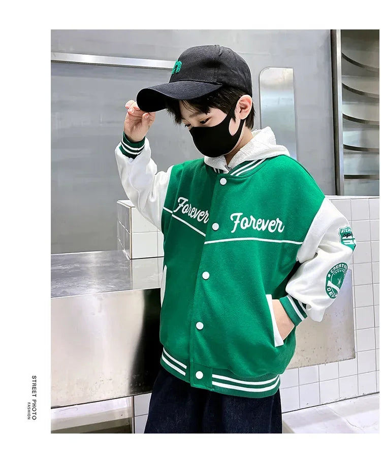Fashion Spring Autumn Long Sleeve Outwear Teenager Kids Letter Printed Coat Sport Children Clothing 3 8 10 12 Years Old