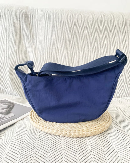 Casual Nylon Hobos Shoulder Bags for Women Lightweight Portable Ladies Crossbody Bag Simple Solid Color Female Handbags Purse