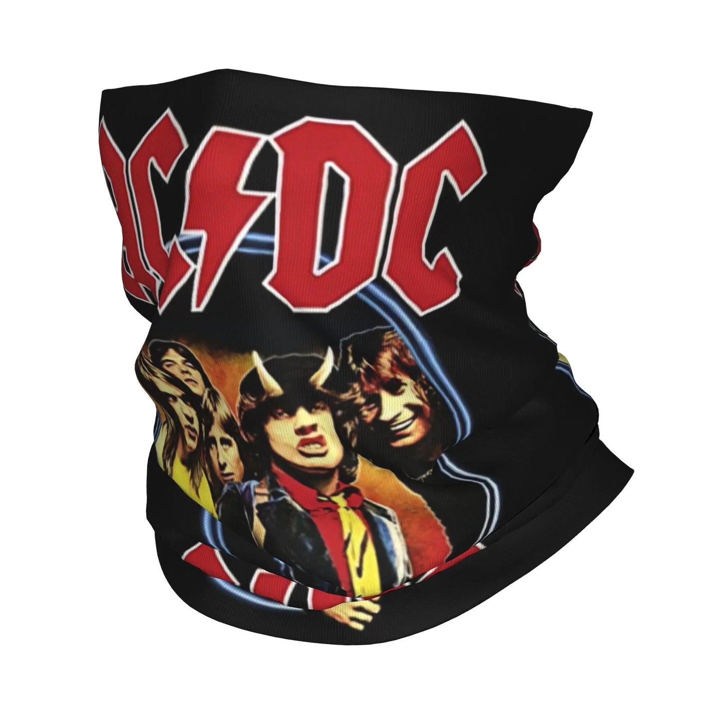 Custom Black AC DC Logo Camouflage Heavy Metal Band Bandana Neck Warmer Women Men Winter Hiking Ski Scarf Gaiter Face Cover 7 Bandana