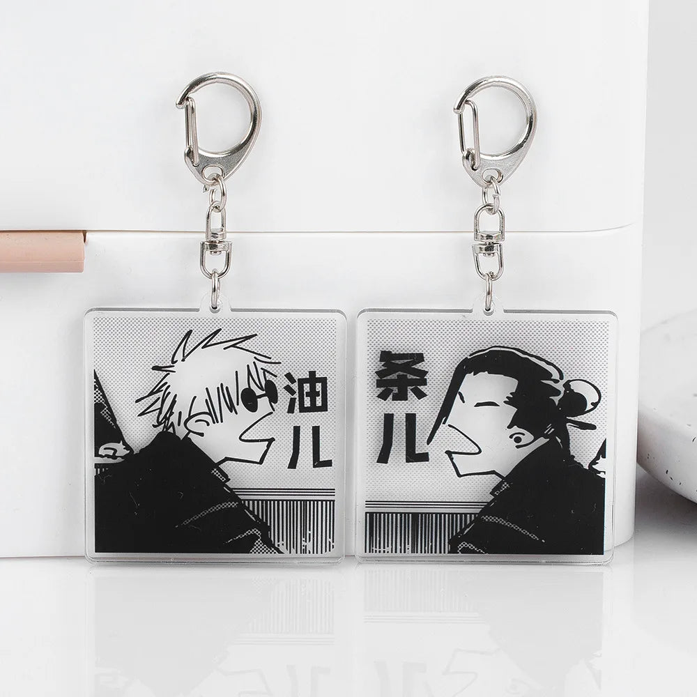 Anime Japanese Cartoon Satoru Gojo Geto Suguru Key Chain Cute Bag Backpack Pendant Acrylic Couple Keychains Jewelry Accessories K-ZSHZ-set