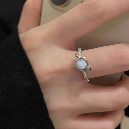 Korean Blue Crystal Planet Rings Y2K Creative Zircon Asteroid Open Ring Shiny Zircon Rings for Women Teens Party Jewelry