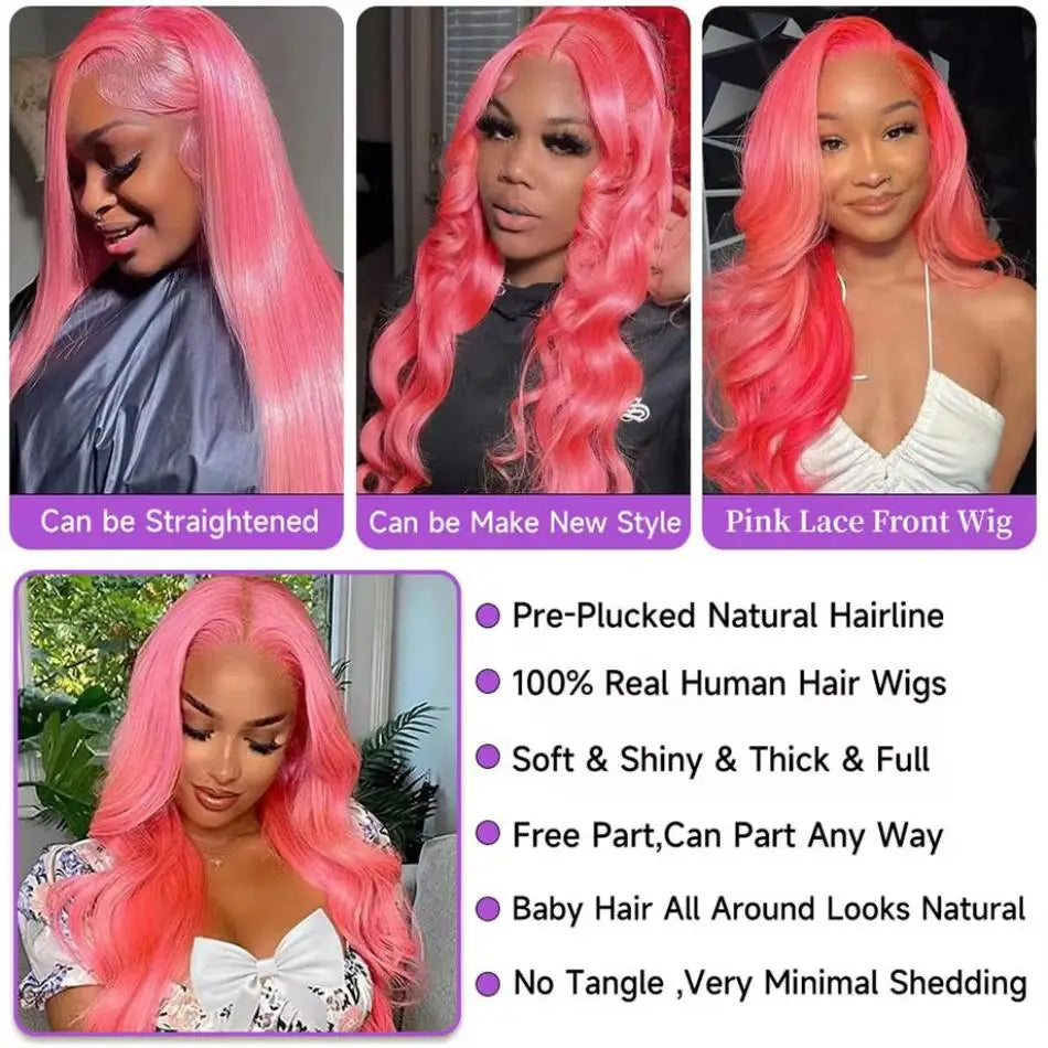 Loose Body Wave Light Pink Lace Front Wig Human Hair 13X6 Hd Lace Frontal 613 Colored Wig 13X4 Brazilian Pre Plucked Wig 36 Inch