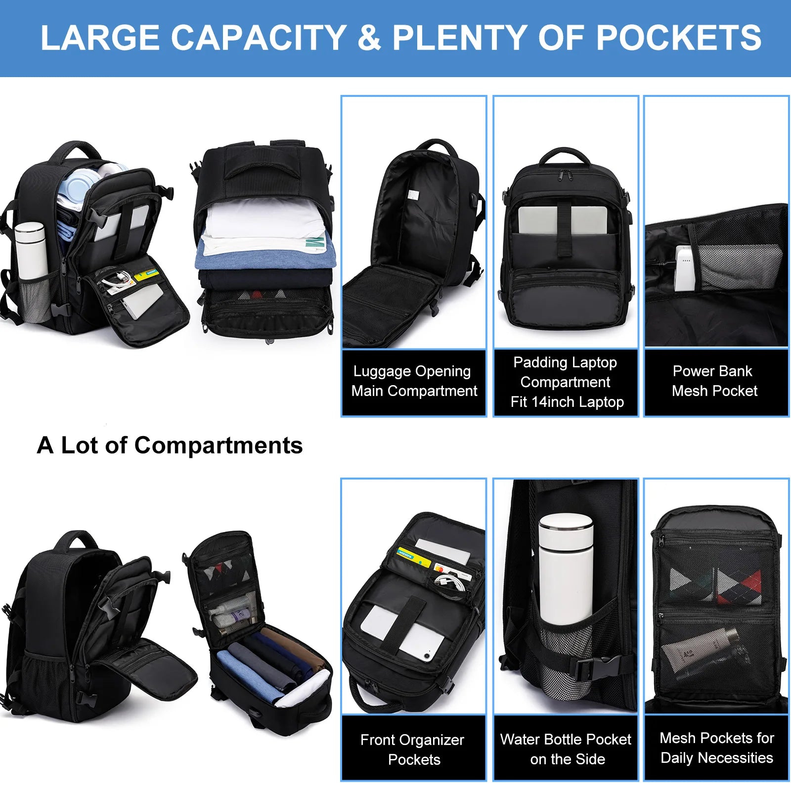 Geestock ryanair 40x25x20 Aircraft Backpack Multifunctional Travel Backpack CarryOn Cabin Luggage Waterproof 14" Laptop Backpack