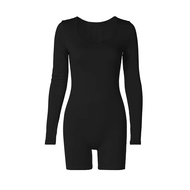 Sexy Autumn Playsuits Women New 2024 Skinny Solid Fashion Long Sleeves Slim Jumpsuits Elegant Lady Simple Basic Knitted Clothing Badiee Stylez