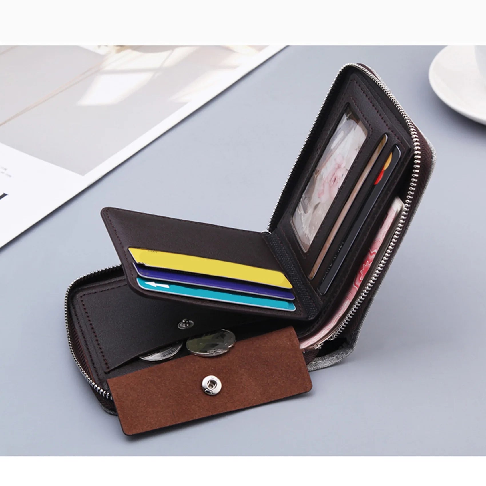 Short Men Wallets Slim Classic Coin Pocket Photo Holder Small Male Wallet Print Quality Card Holder Canvas Men Purses