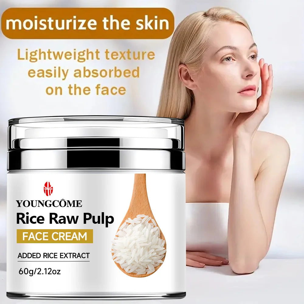 Rice Pulp Cream Hydrating and Nourishing Moisturizer Soothes,Anti Aging Remove Wrinkles Firming Pores Removing Acne Whitening