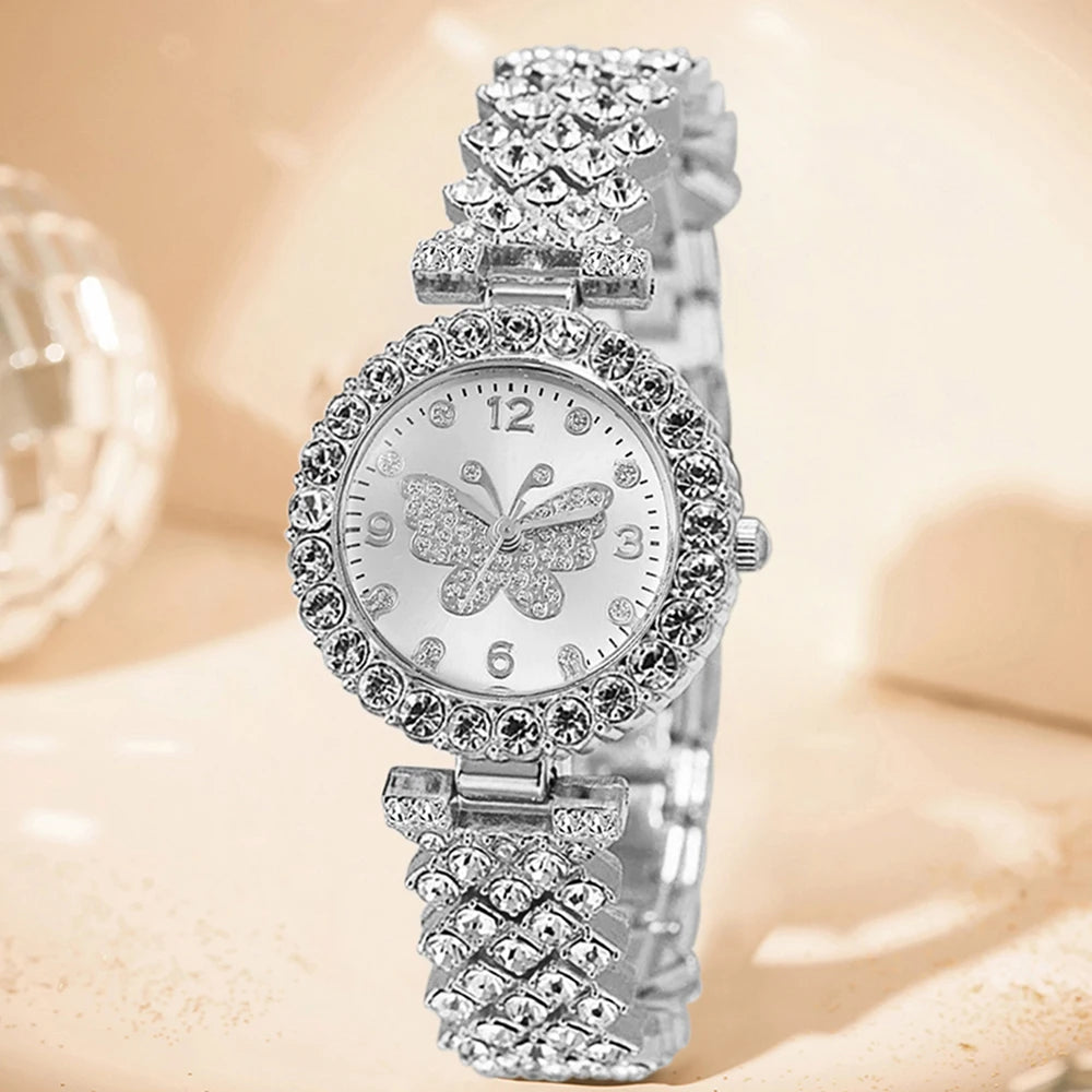 6PCS Luxury Women's Watch Set Trendy Fashion Quartz Watch Bracelet Necklace Earrings Set Suitable for Daily Clothing Matching