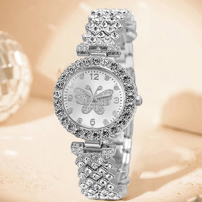 6PCS Luxury Women's Watch Set Trendy Fashion Quartz Watch Bracelet Necklace Earrings Set Suitable for Daily Clothing Matching