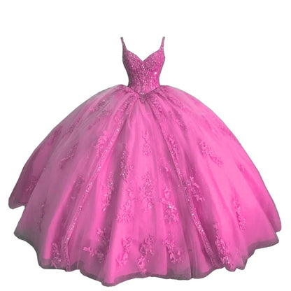 Women's Sweetheart Quinceanera Dresses Ball Gown Spaghetti Straps Applique Sweet 16 Dresses for Teens Badiee Stylez