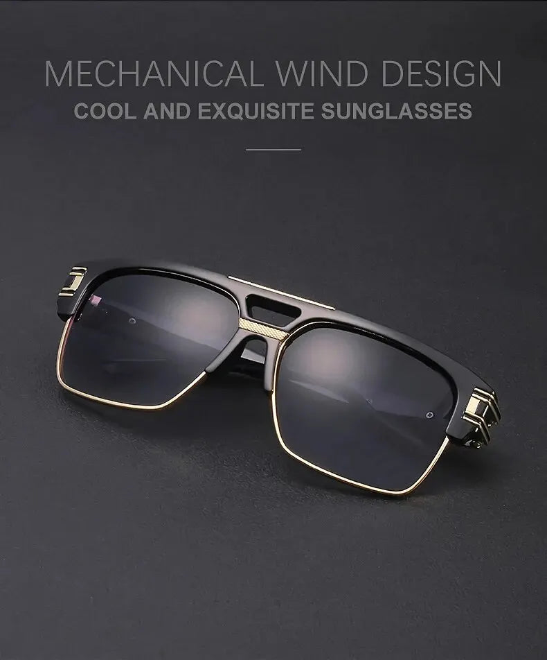 European And American Fashion Sunglasses Transparent Frame Glasses Cross Border Men And Women Retro Square Frame Sunshade Mirror