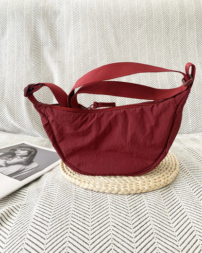 Casual Nylon Hobos Shoulder Bags for Women Lightweight Portable Ladies Crossbody Bag Simple Solid Color Female Handbags Purse