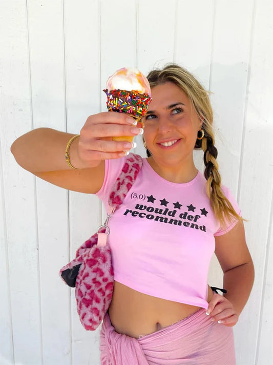 Y2K Aesthetics Cute Letter Print Basic Baby Tees 2000s Streetwear O-neck Short Sleeve T-shirt Summer White Crop Top Slim vintage Pink01