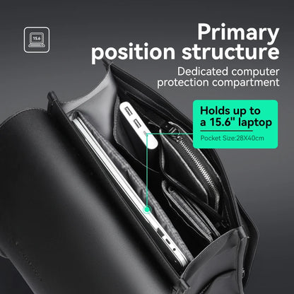 Mark Ryden Classic Business Work Black Leather Backpack 15.6 Inch Laptop Waterproof Bag School Bags Business bacbackpack for men