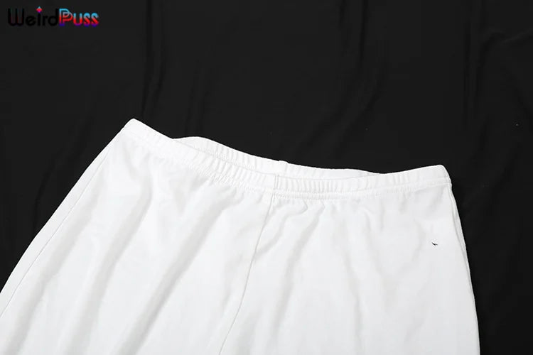 Weird Puss Chic Elegant 2 Piece Set Women Tracksuit Skew Collar Ribbon Tank Tsop+Leggings Casual Skinny Stretch Matching Outfits