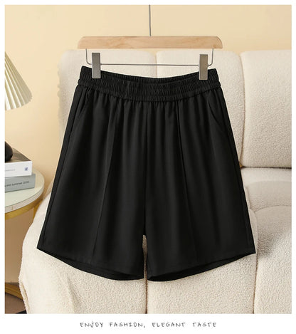 Plus Size Shorts Women High Elastic Waist Wide Leg Loose Pants With Pockets Summer 2025 New Korean Fashion Half Shorts Women