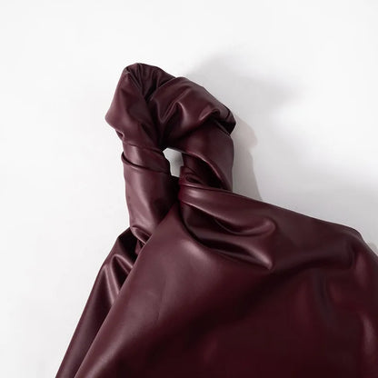 Summer Women New Tank Fashion One-shoulder Sleeve Casual Slim Pu Leather Tank Solid Sexy Lady Versatile Top Club Party Clothing