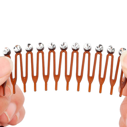 Rhinestone Plastic Full Circle Stretch Diamond Flexible Comb Women Girl Flexible Plastic Circle Teeth Hair Accessories Wholesale