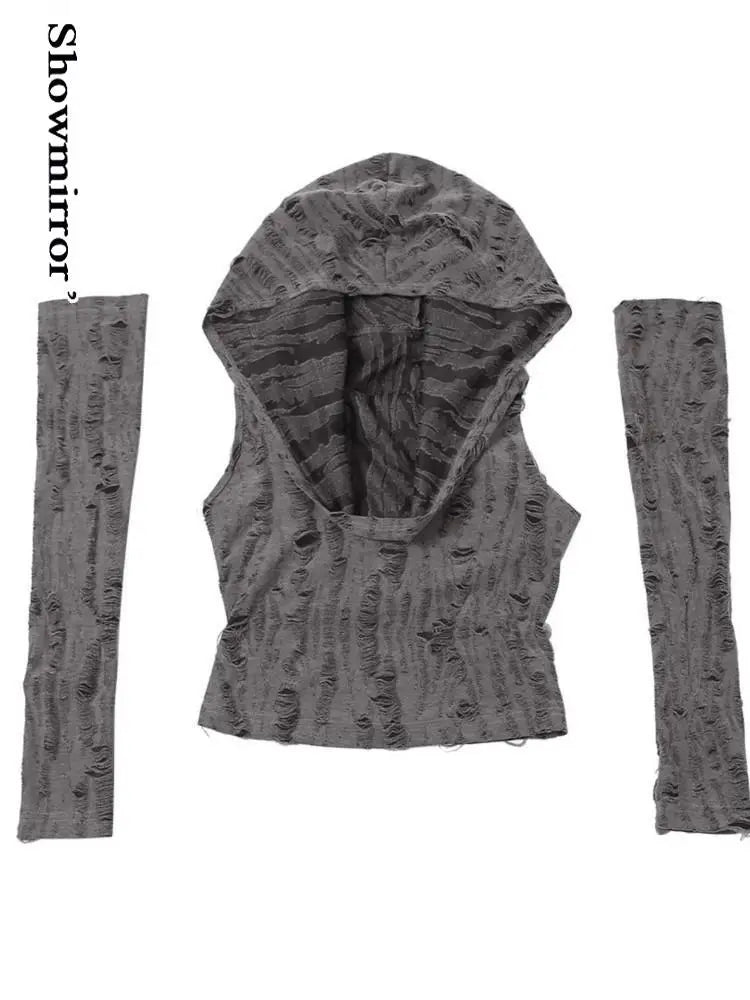 Sexy gothic teachwear Crop Top hooded Women Aesthetic T-shirts Y2K Retro Hooded Tops Streetwear Punk Tee Shirt Hottie clothes