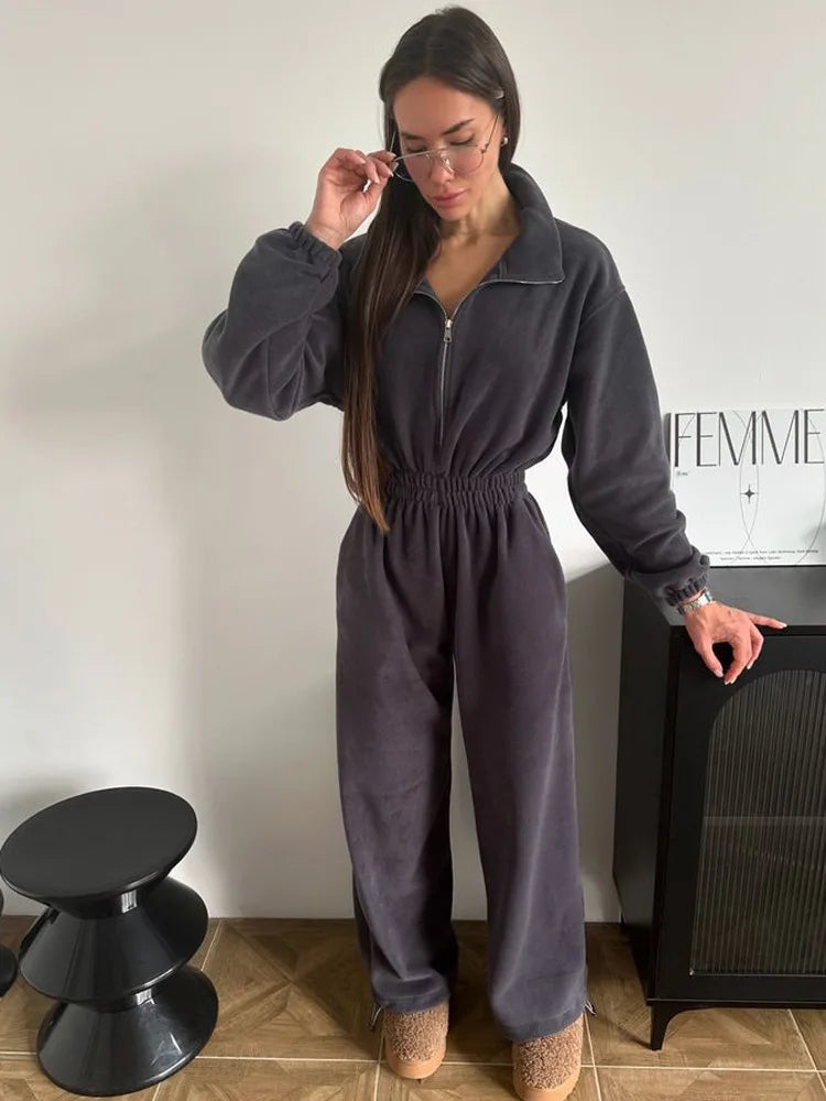 Jumpsuits Women Rompers One Piece Full Sleeve Zipper Overalls Long Pants Elastic High Waist Rompers Y2k Streetwear Jumpsuit 2025 Badiee Stylez