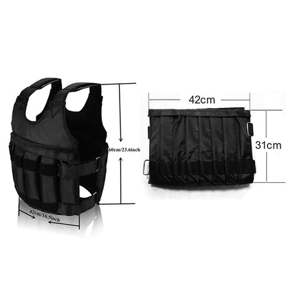 Fitness Weighted Vest with 12 Pouches for Sand or Steel Plates, Made of Durable Oxford Fabric, for Weight Loss and Exercise