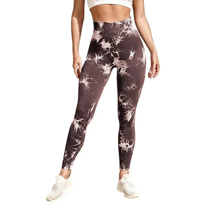 Women Tiedye Gym Leggings Seamless Mujer Push Up Booty Pants Scrunch Sports Fitness High Waist Workout Yoga Leggins Drop Ship