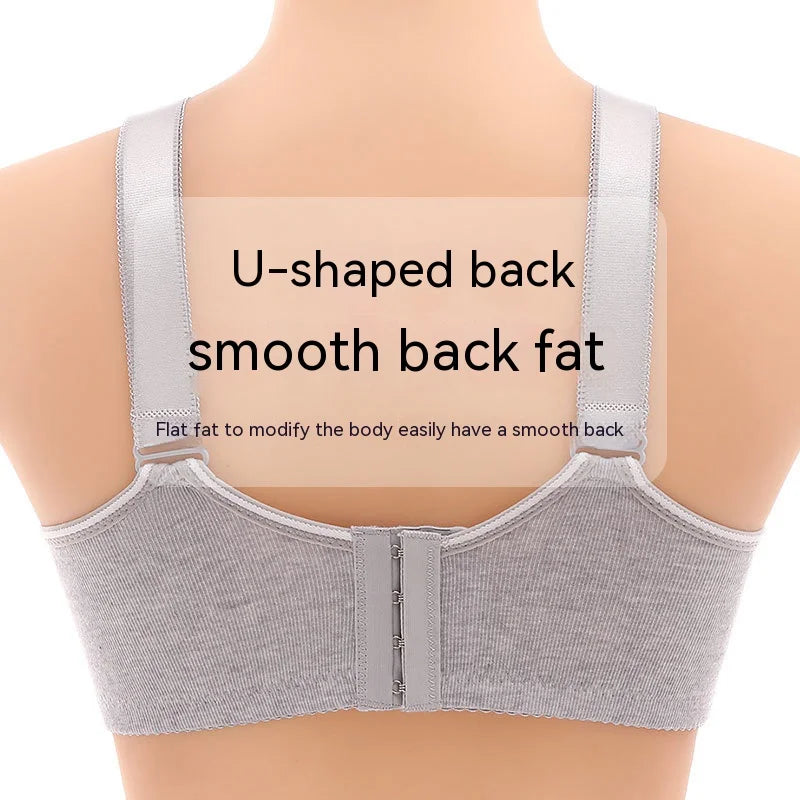 Women Large Size Bustier Underwear Women Thin Non-steel Ring Brassiere Mum Gathering Top Support Bra Mother Comfortable Brassier