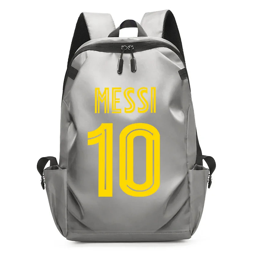 Football Super Stars MESSI Backpack Boy Girl Unisex College Student Backpack Women Men Laptop Teens Student USB Port Rucksack Grey B065