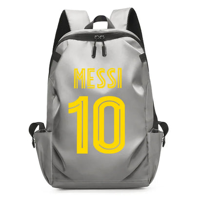 Football Super Stars MESSI Backpack Boy Girl Unisex College Student Backpack Women Men Laptop Teens Student USB Port Rucksack Grey B065