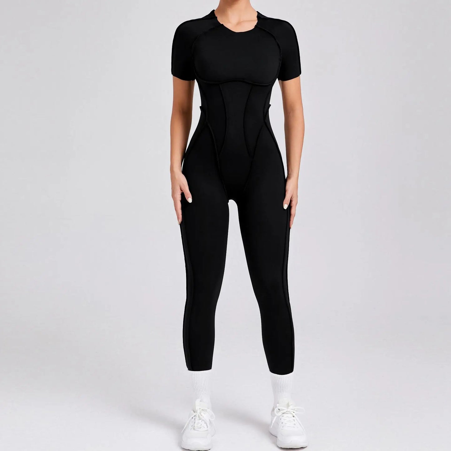 New Autumn/Winter Women's One-piece Yoga Jumpsuit leggings Long-sleeved Sexy Backless Slim Fit Sports Outfit black st set