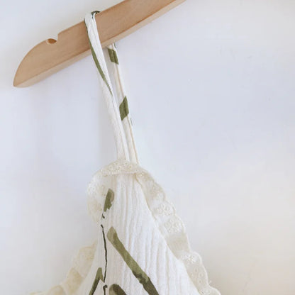 2025 Summer New Women's Two Piece Set of 100% Pure Cotton Crepe Cloth with Chest Cushion Sleepwear Sweet and Cute Home Fury