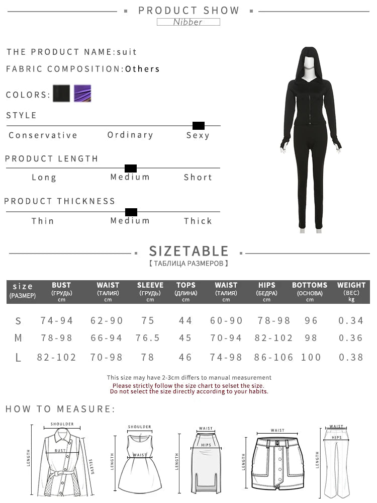 Nibber Sporty Casual 2 Piece Set Women Tracksuit Hooded Zip Crop Tops+Leggings Fitness Soft Stretch Streetwear Activity Suit