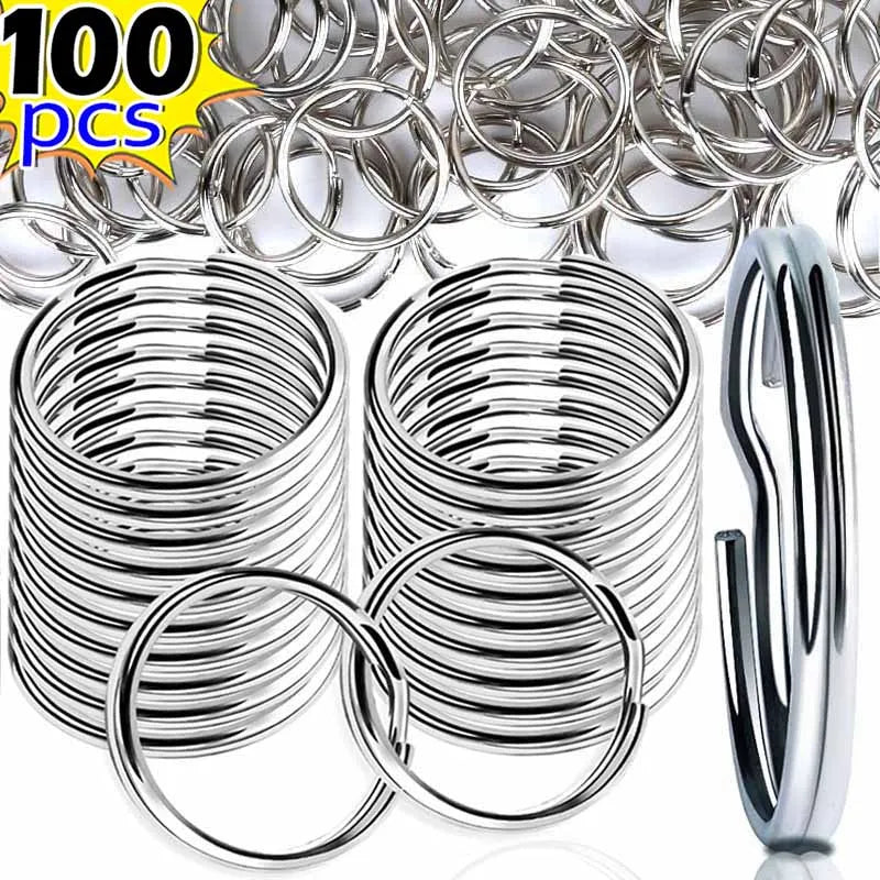 20/100pcs Stainless Steel Polished Key Ring Key Chain 25mm Round Flat Round Split Keychain Metal Blank Circle For DIY Findings