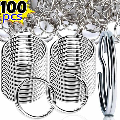 20/100pcs Stainless Steel Polished Key Ring Key Chain 25mm Round Flat Round Split Keychain Metal Blank Circle For DIY Findings