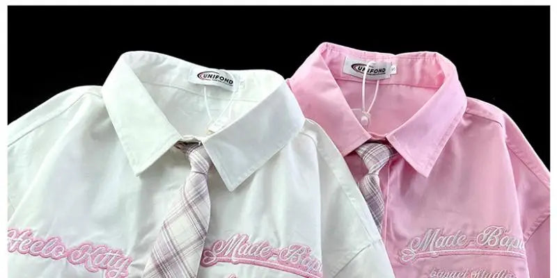 Hello Kitty Cute Short Sleeve Polo Shirts Women Sanrio Designer College Style Summer Blouse Korean Clothes Y2k New Fashion Tops