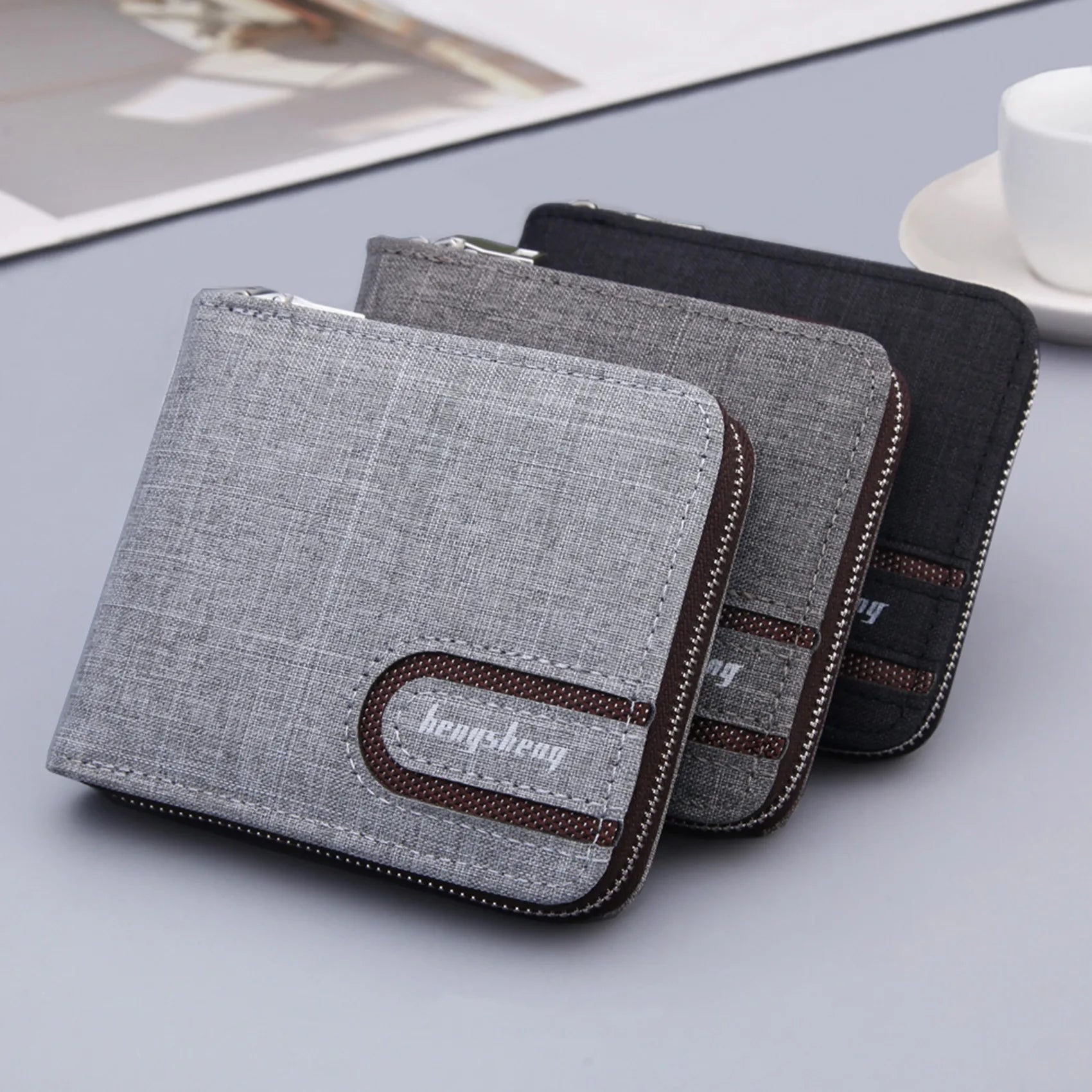 Short Men Wallets Slim Classic Coin Pocket Photo Holder Small Male Wallet Print Quality Card Holder Canvas Men Purses