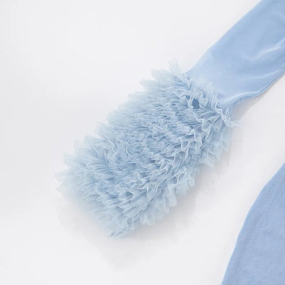 2025 Autumn Furry Patchwork Dress Women See Through Full Sleeve Sexy Hollow Cross Elegant Luxury Banquet Birthday Party Clubwear Badiee Stylez