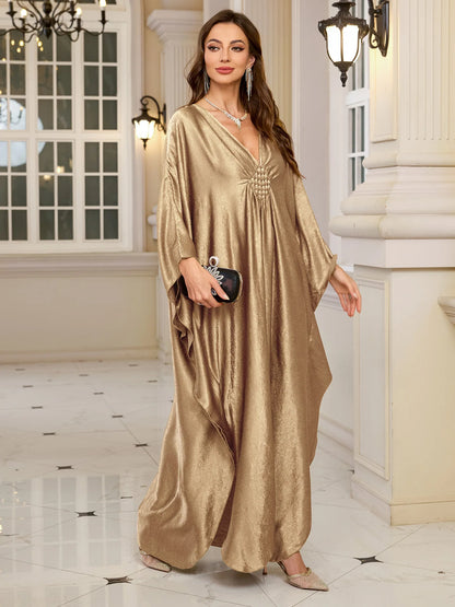 Plus Size Kaftan Dresses for Women Sparkly Glitter Batwing Sleeve Kaftan Cover Up Beach Maxi Dress Loungewear