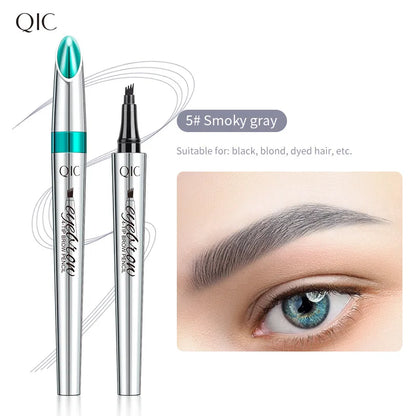 Four-Jaw Ultra-Fine Liquid Eyebrow Pencil 3D Waterproof Tip Tattoo Cosmetic Long Lasting Natural Dark Brown Liquid Eye Brow Pen 05