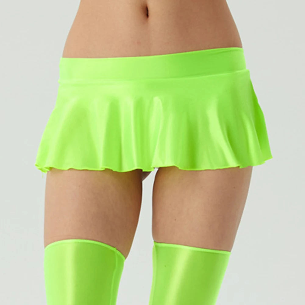 Women's Erotic Super Short Skirts Night Dress Wet Look Party Mini Skirt Sexy Lingerie Wine Red Pink Black