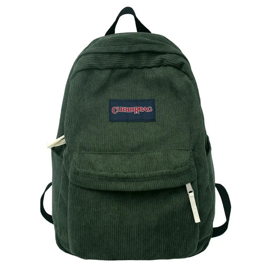 Vintage Boy Girl Corduroy Green School Bag Men Women Laptop College Backpack Cool Lady Student Fashion Female Travel BookBag New green CHINA L31cmW14cmH41cm